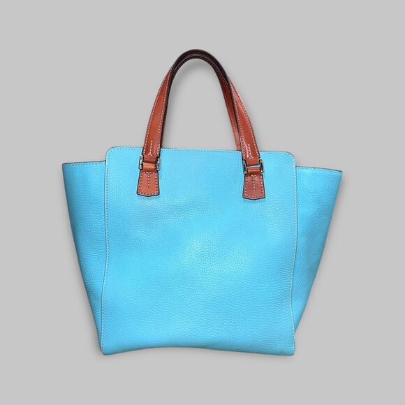 Dooney & Bourke East West Shopper Tote Sky Blue Pebble Leather Bag - Picture 2 of 6